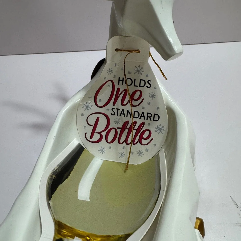 Wild Eye Designs White Gold Reindeer Wine Bottle Holder Geometric Ceramic Deer